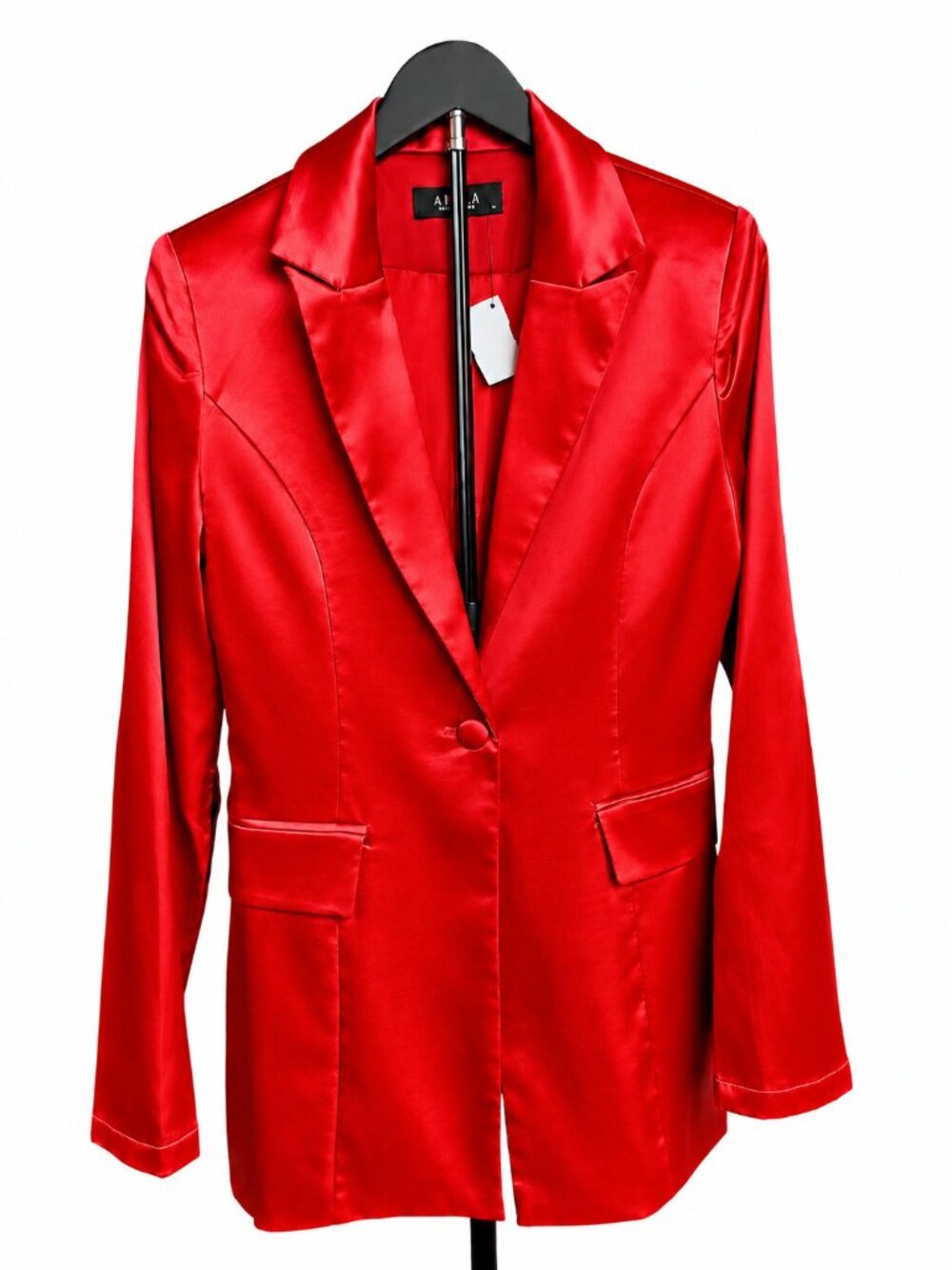 NWT AKIRA Red Satin Blazer Split Cuff Tailored Jacket Size M Maximalist